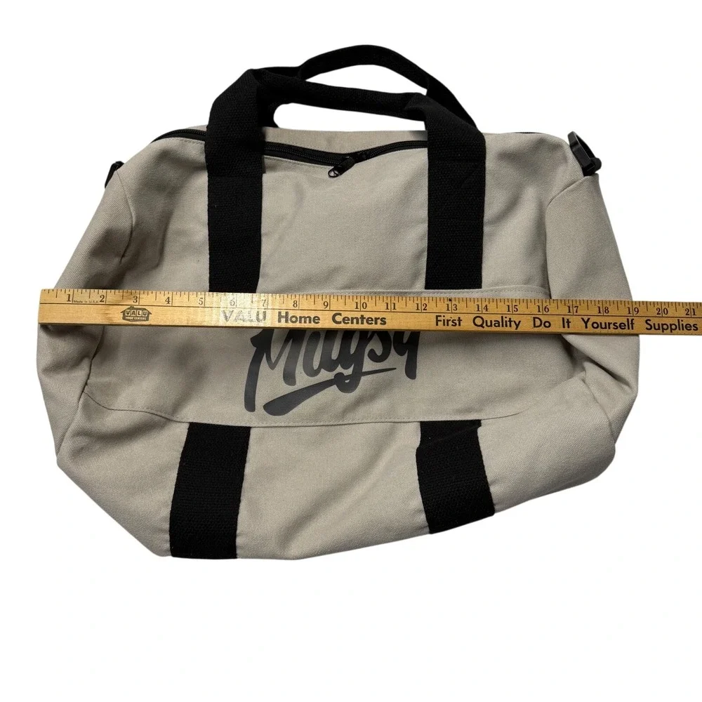 Mugsy Duffel Bag Canvas Beige Black Gym Weekender Logo Tote‎ Travel